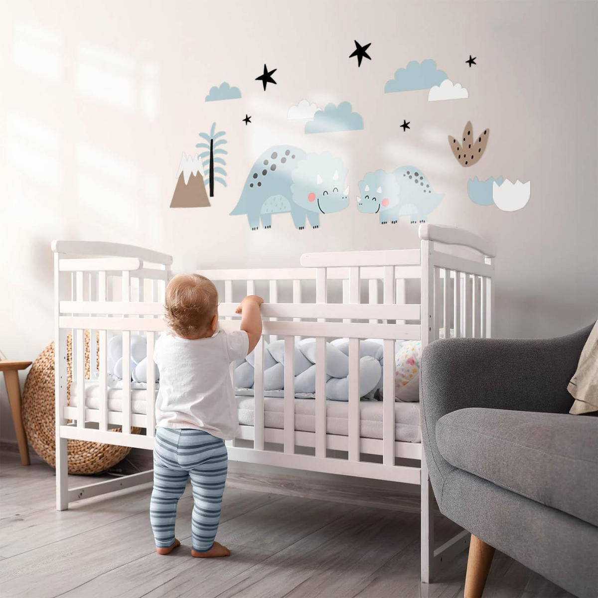 WANDAUFKLEBER 60x102cm - Dinosaurier wilde Vegetation - Multicolor, Kunststoff (60/102/0.1cm) - Wallfluent