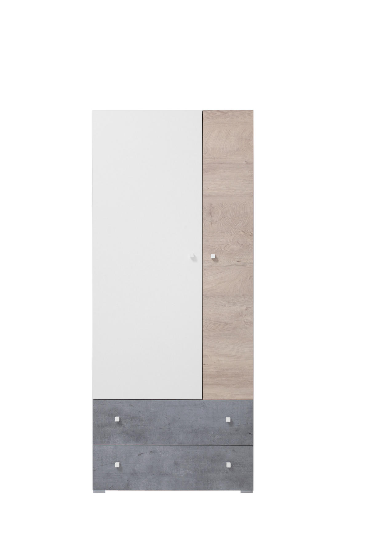 DREHTÜRENSCHRANK GALIA 80/190/50cm 2-türig Beton - Weiß/Grau, Holzwerkstoff (80/190/50cm) - MASSENO