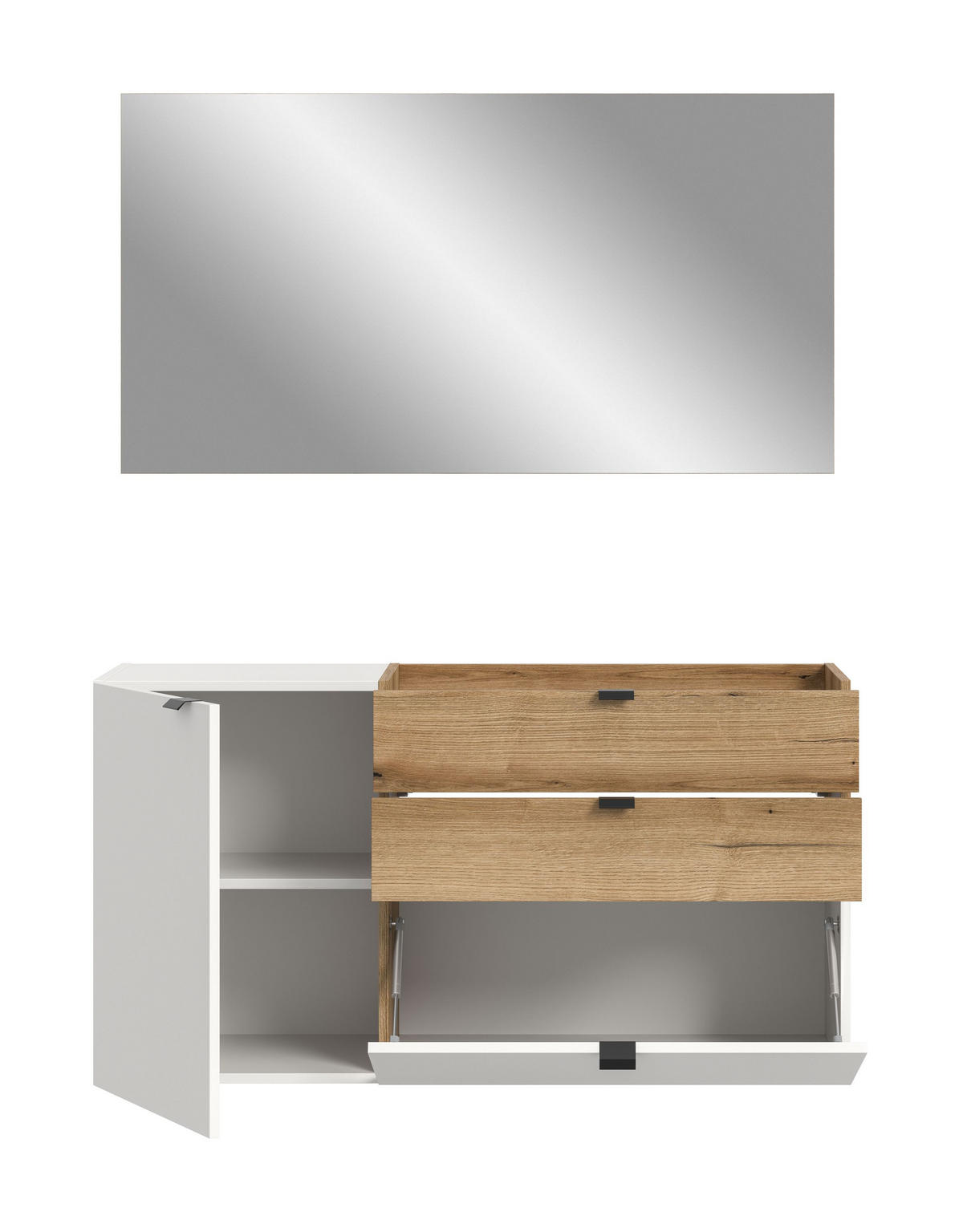 GARDEROBEN-SET NARO 2-tlg. (B/H/T: ca. 120/194/37 cm) in Weiß/weiß - Weiß, Holzwerkstoff (120/194/37cm)