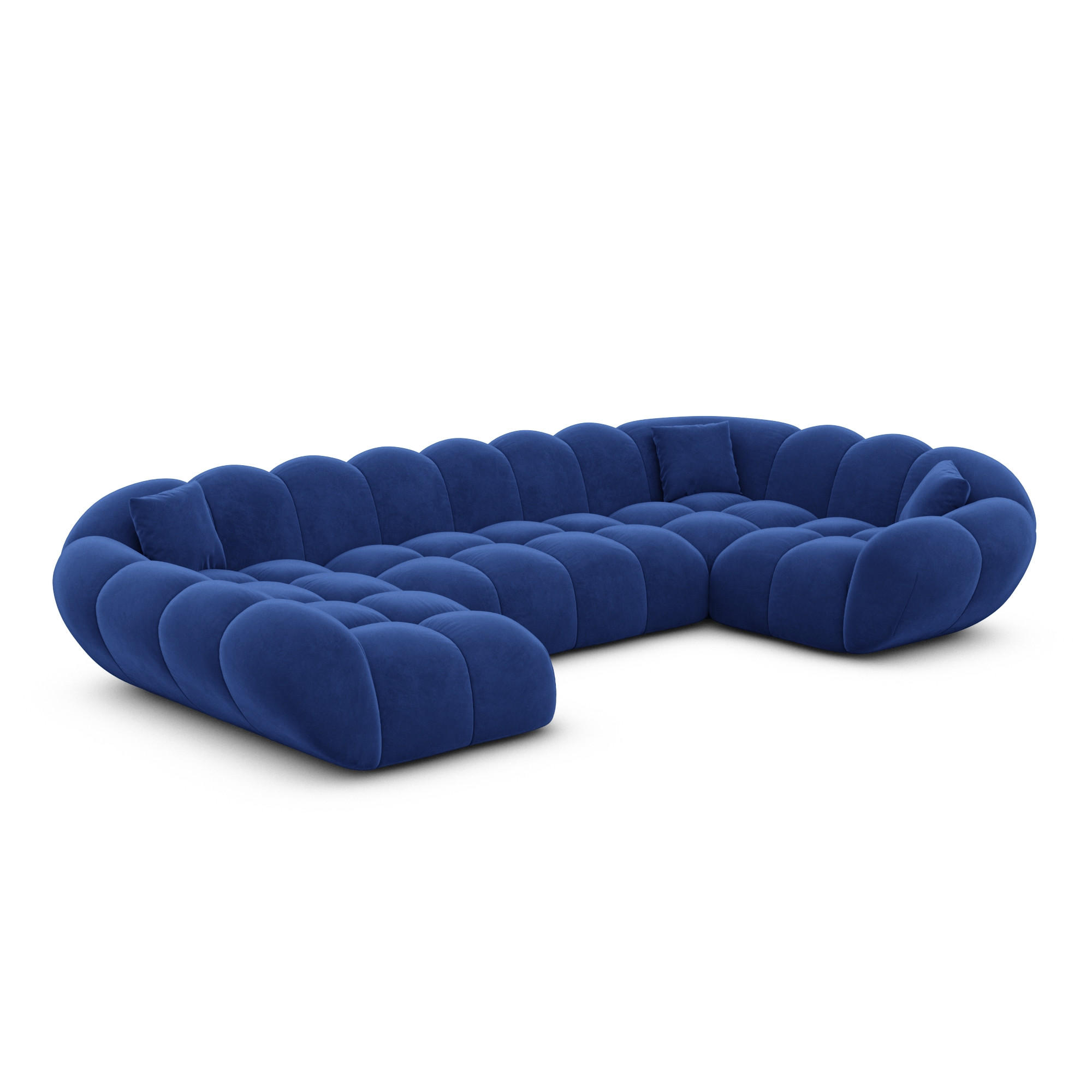 WOHNLANDSCHAFT Liva Königsblau Samtstoff U-Form XL Links - Blau, Textil (323/70/193cm) - VAROYAL