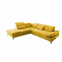 ECKSOFA mit Schlaffunktion und verstellbaren Kopflehnen - Chromfarben/Gelb, Textil/Metall (275/245cm) - ed exciting design