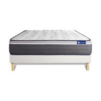 BETT Actilatex plus Latex und Memory-Schaum 135 x 190 cm h4 - Kit Bettgestell Weiß - Beige/Weiß, Karton/Holz (135/190cm) - ACTISOM