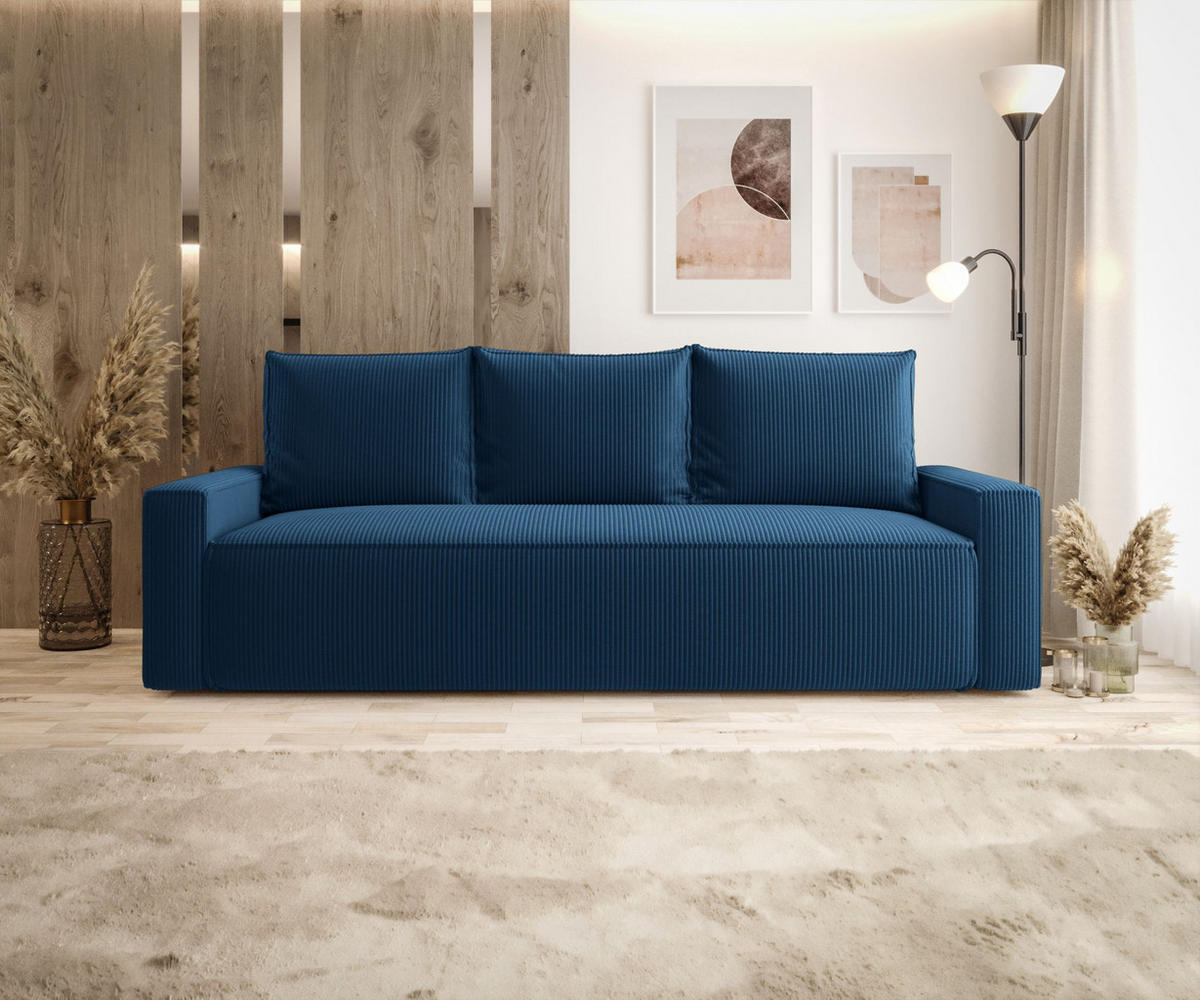 SOFA mit Schlaffunktion SAVIO Poso 05 - Dunkelblau, Textil (232/90/90cm) - Bedante