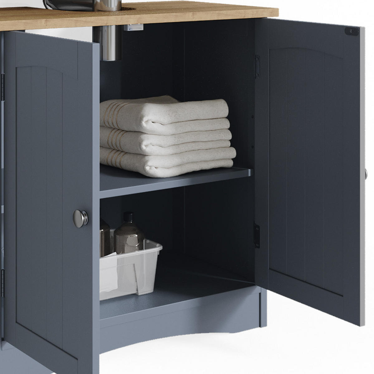 BADMÖBEL-SET Bianco Grau 4 Teile - Grau, Holzwerkstoff (60/60/30cm) - Vicco
