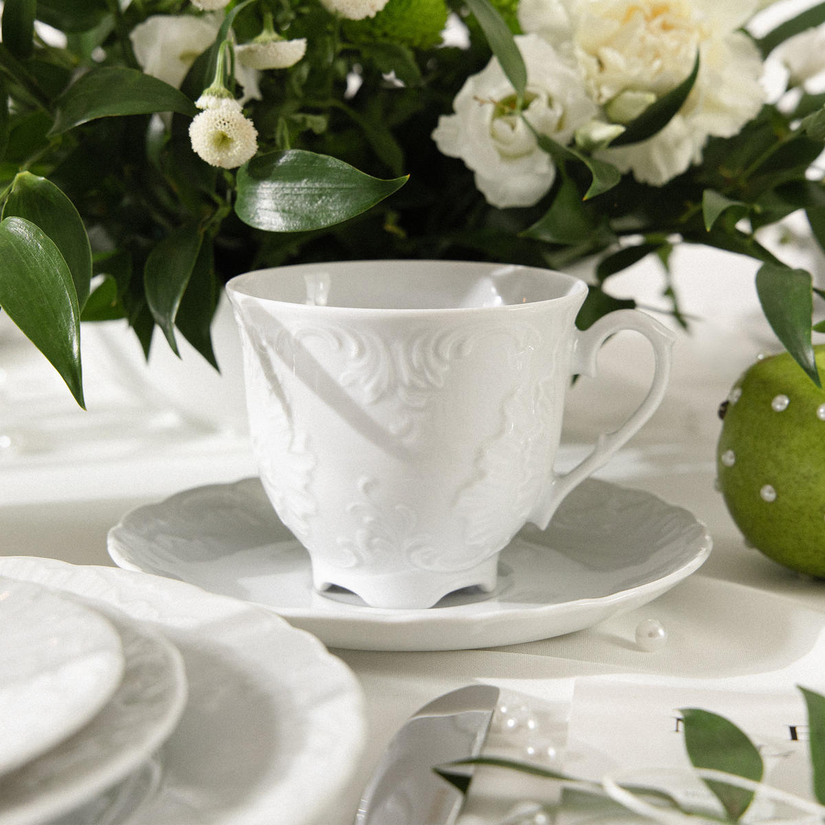 KAFFEESERVICE Cmielow Rococo 18-tlg - Weiß, Keramik (25/2/25cm) - KONSIMO®