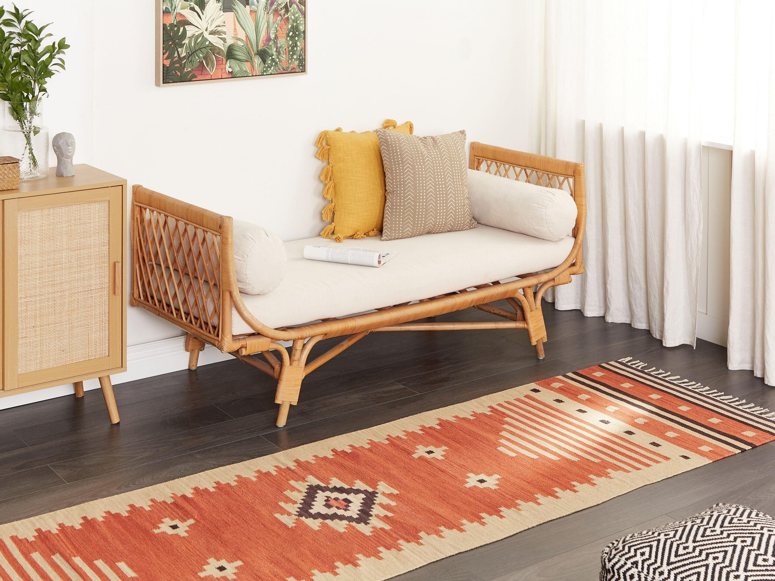 KELIM-TEPPICH Gavar 300/80 cm - Orange, Textil (80/300cm) - Beliani