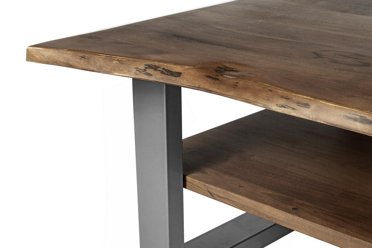 COUCHTISCH PATRICK - Silberfarben/Braun, Holz/Metall (65/115/46cm) - SAM