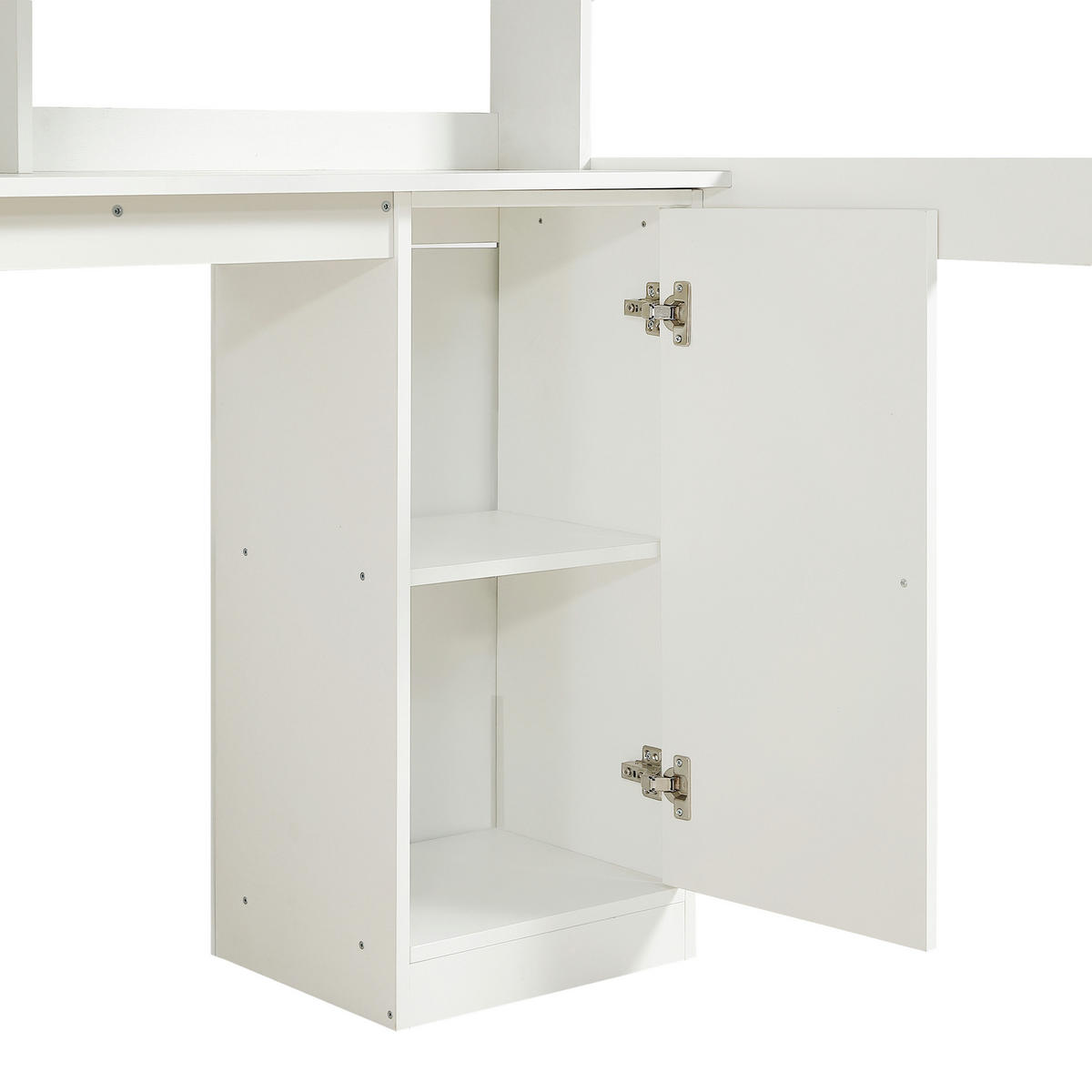 HOCHBETT aus Massivholz und MDF 90x200 cm in Weiß/Grau mit Schreibtisch - Weiß, Holz (90/200cm) - Modfu