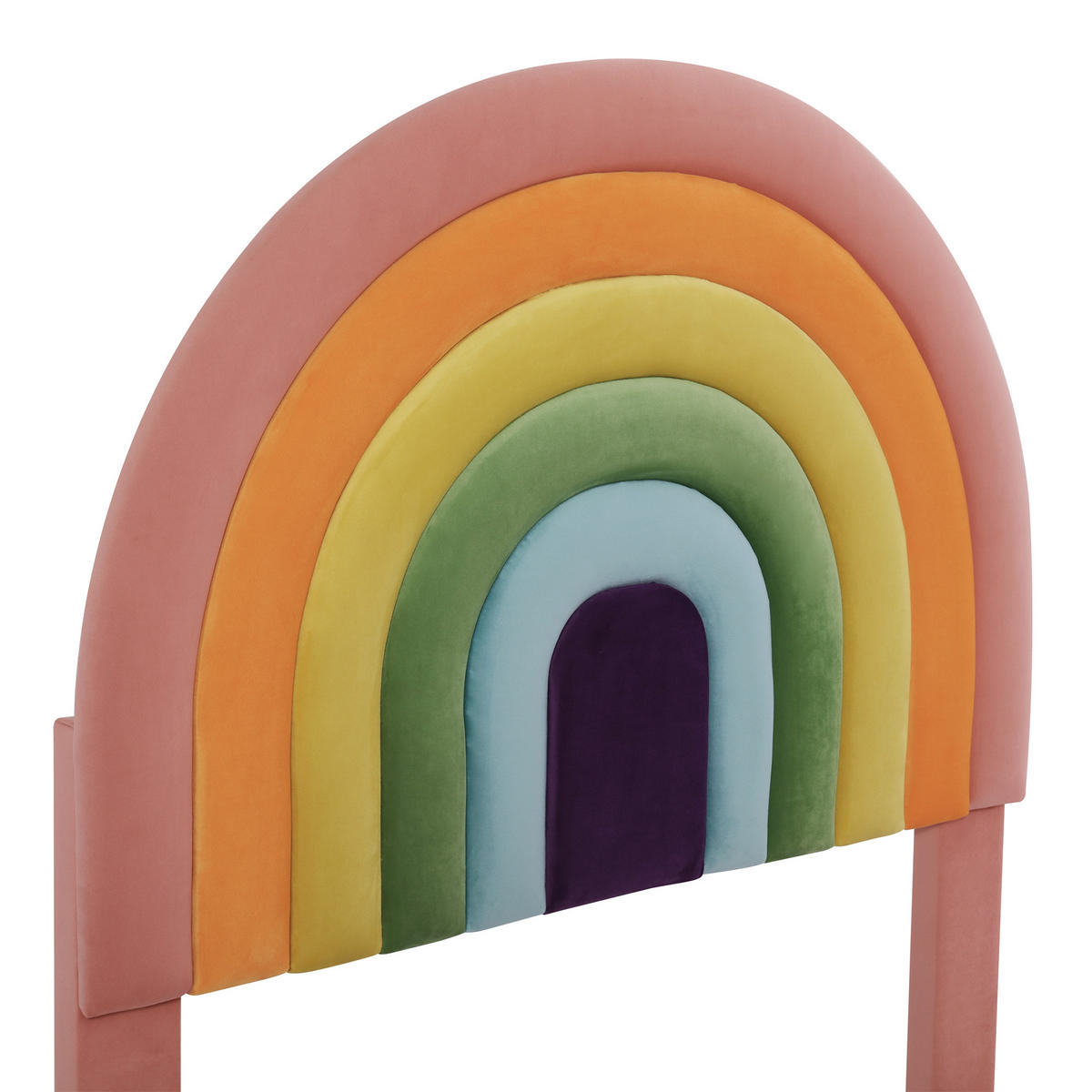 KINDERBETT 90/200 cm DE-04030, mit Regenbogen-Kopfteil und Samtbezug, in Rosa - Pink, Metall (90/200cm) - ComfortXL