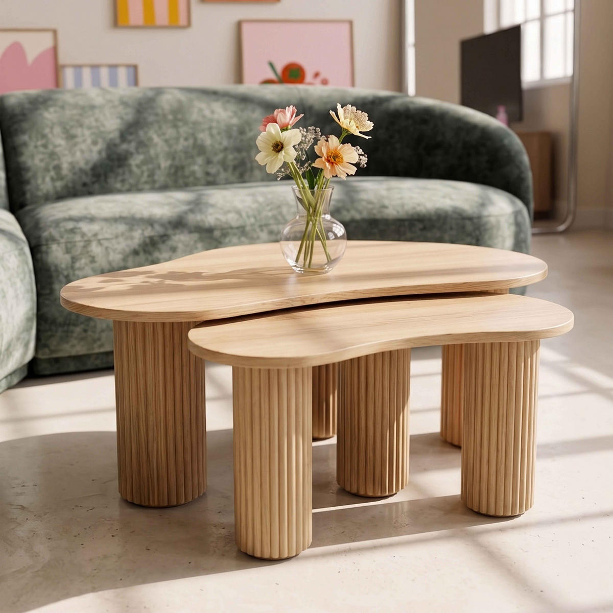 COUCHTISCH, Beigefarbe - Beige, Holz (60/100/38cm) - Oviala