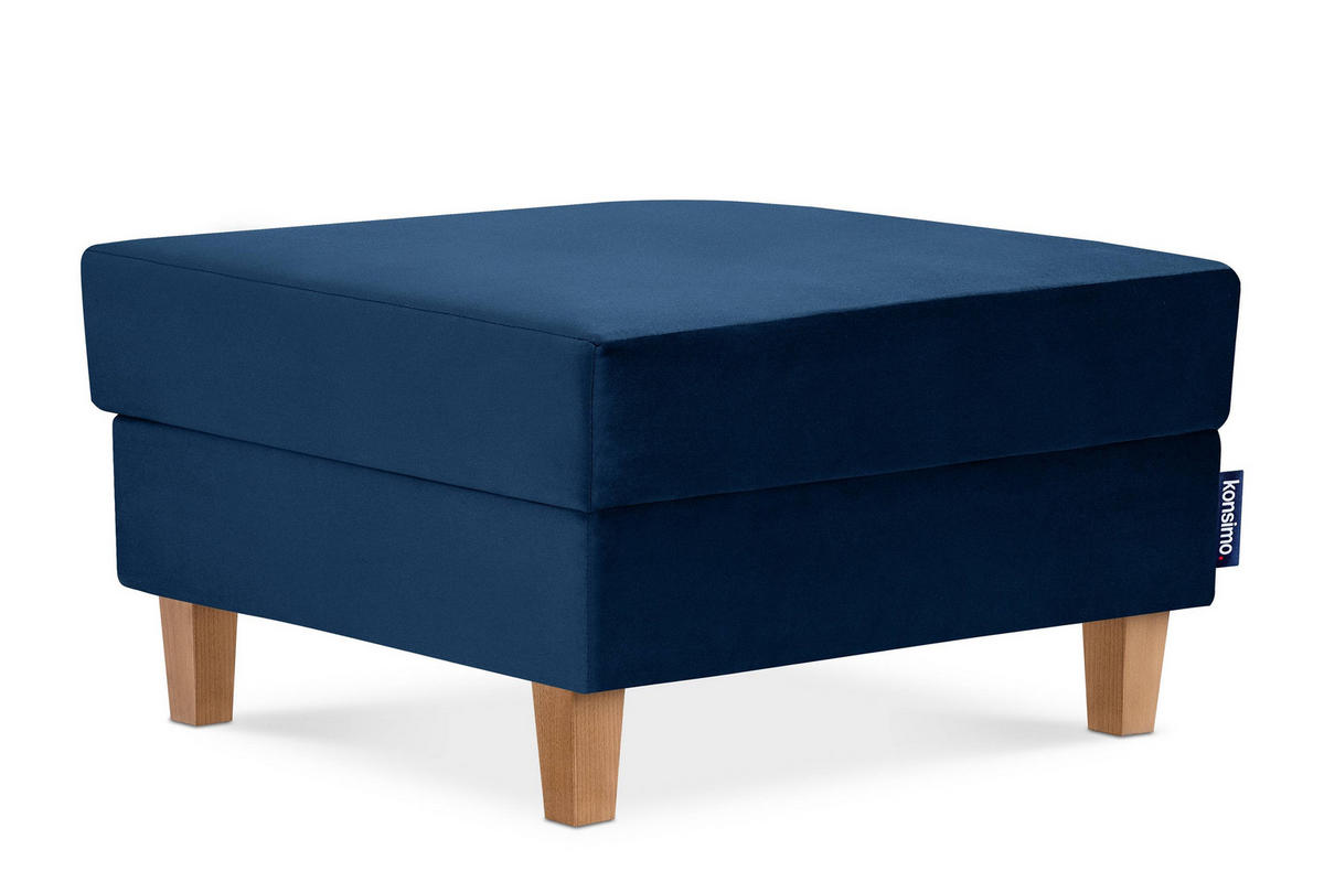 SITZHOCKER ERISO Polsterhocker aufklappbarer, Velour-Stoff, marineblau - Blau/Braun, Textil (71/43/71cm) - KONSIMO®