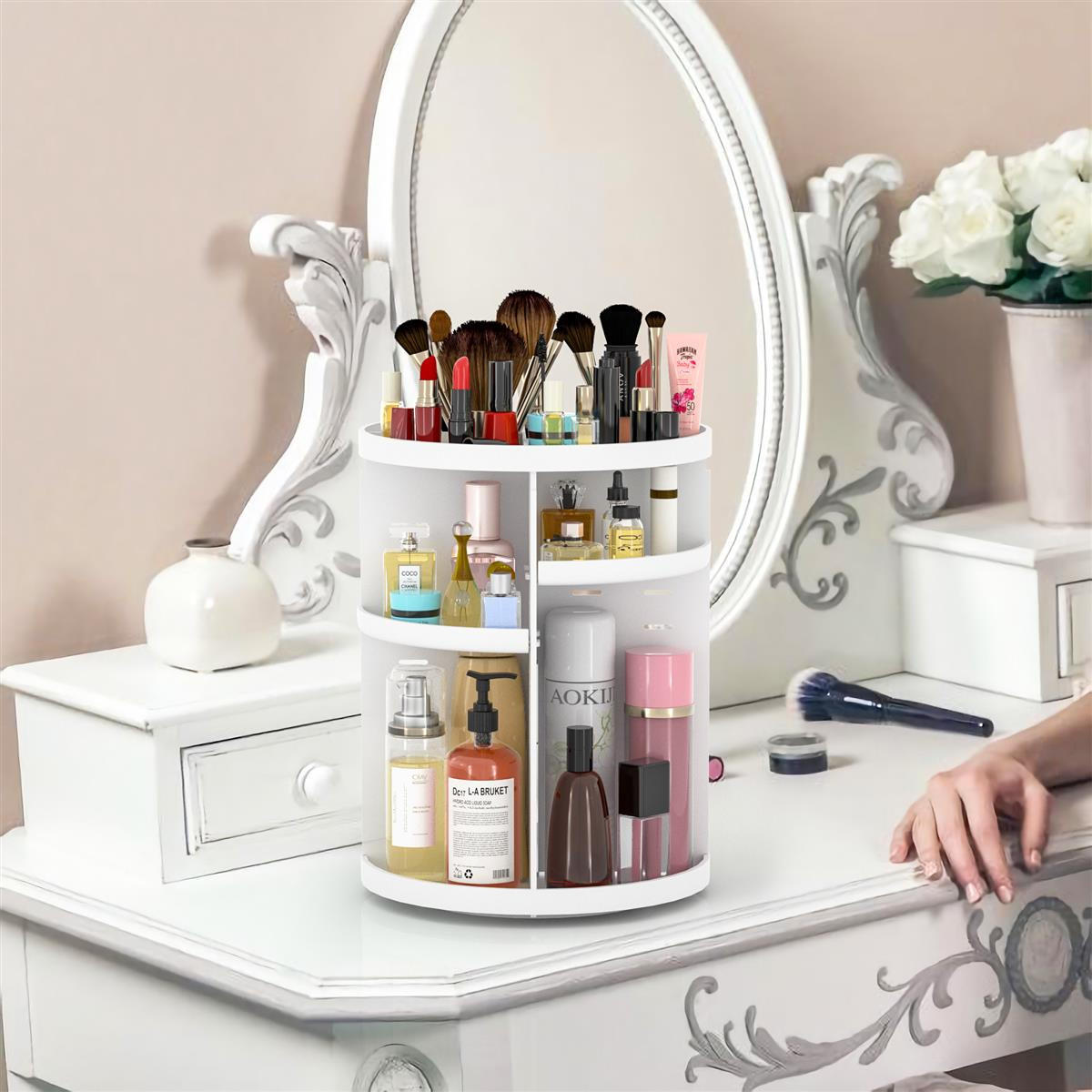 MAKE-UP-ORGANIZER 30/23 cm (Weiß) - Weiß, Kunststoff (23/30/23cm) - Intirilife