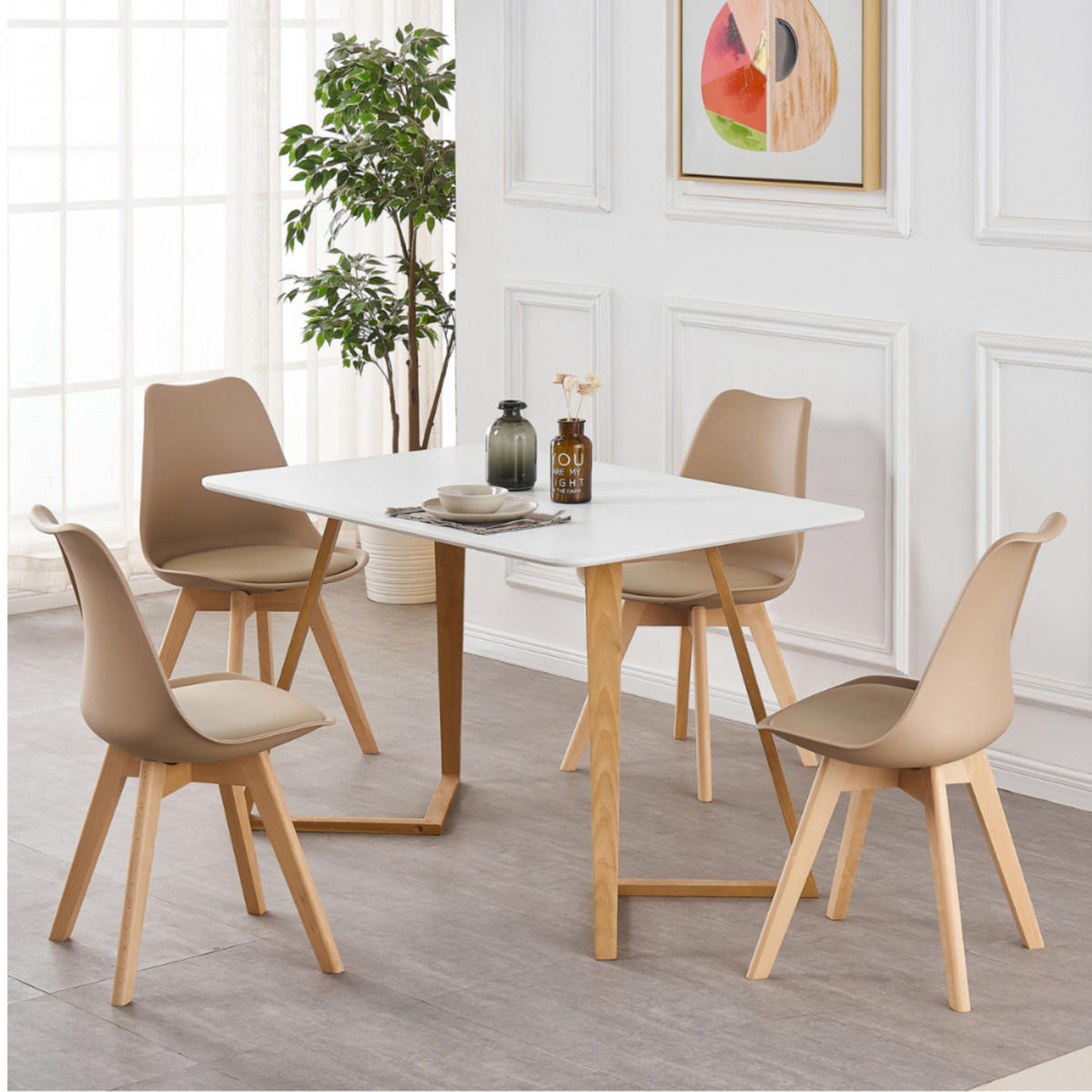 ESSZIMMERSTUHL Kunststoff 4-teilig Hellbraun - Beige, Kunststoff (48/83/44cm) - Life Interiors