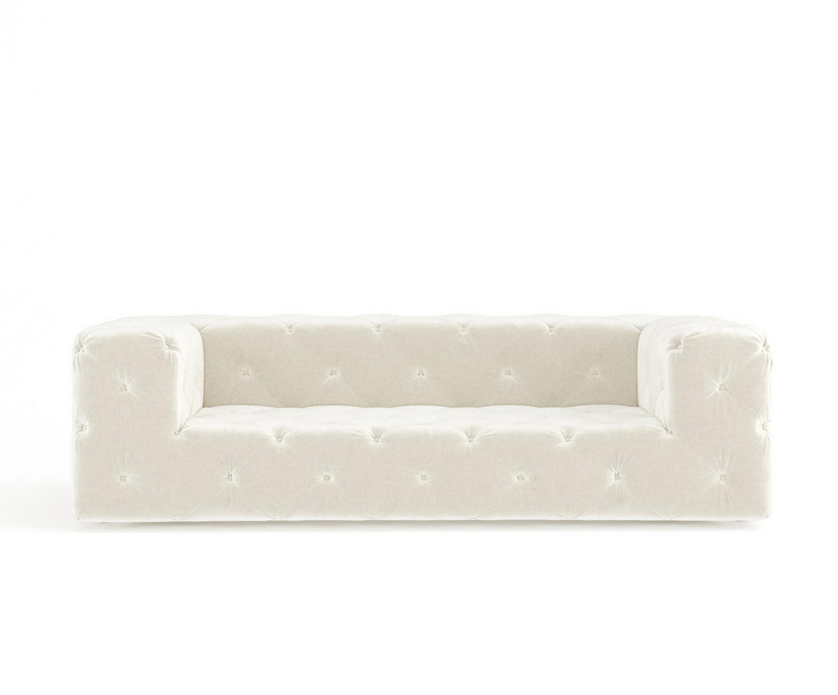 3-SITZER-SOFA Cosimo Creme Samtstoff - Creme/Schwarz, Holz/Holzwerkstoff (230/71/100cm) - Maison de Reve