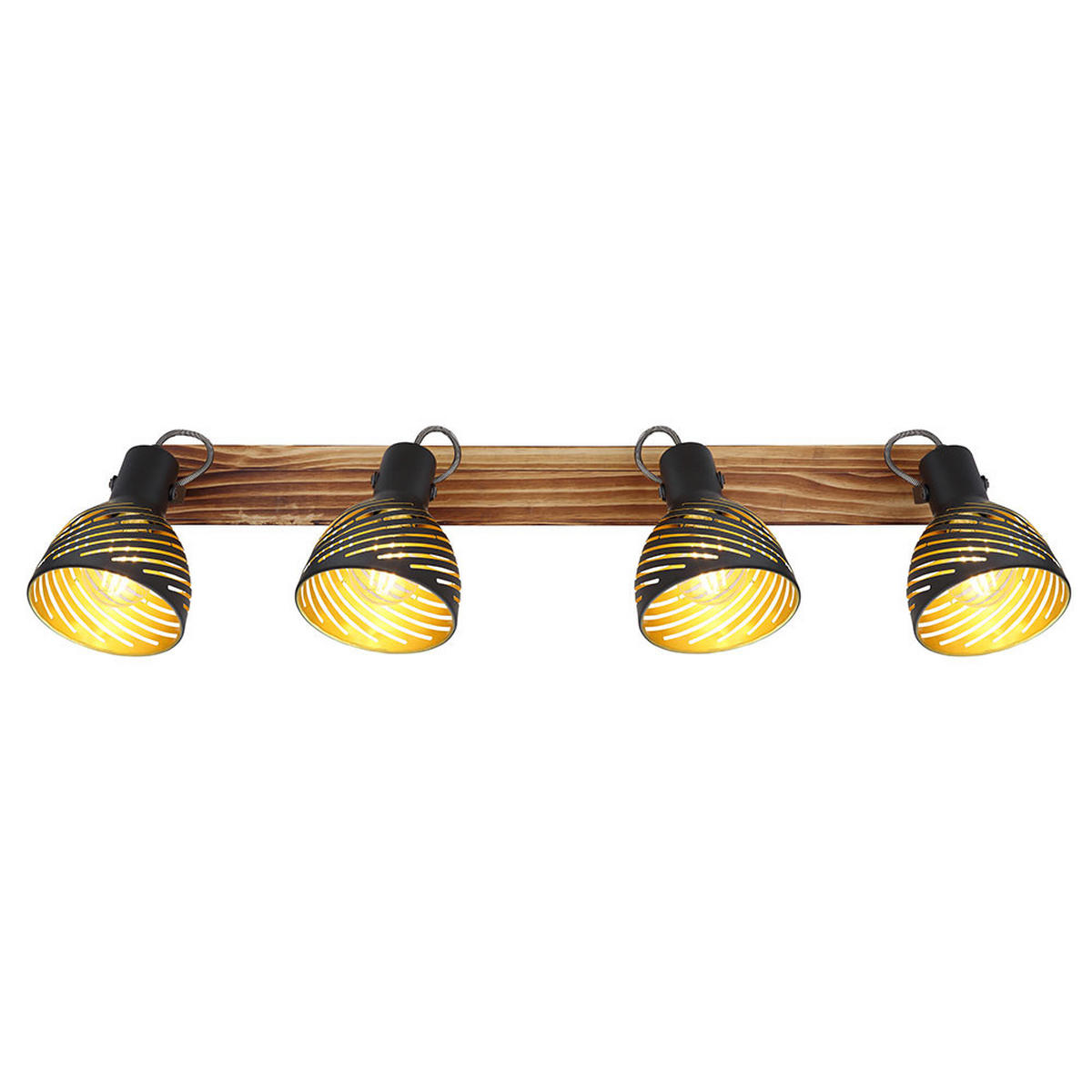 DECKENLEUCHTE Holz Metall Braun Schwarz Gold - Braun, Holz (80/12.5/25cm) - Globo Lighting