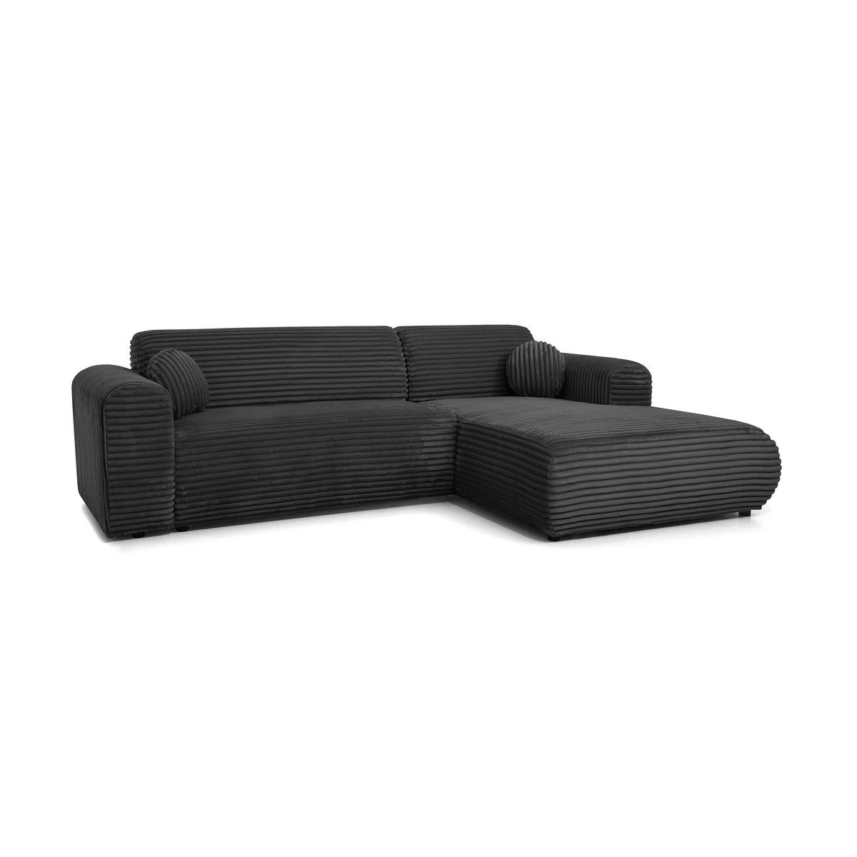 ECKSOFA Puerto, ohne Schlaffunktion, Schwarz, rechts - Schwarz, Textil (269/170cm) - Beautysofa