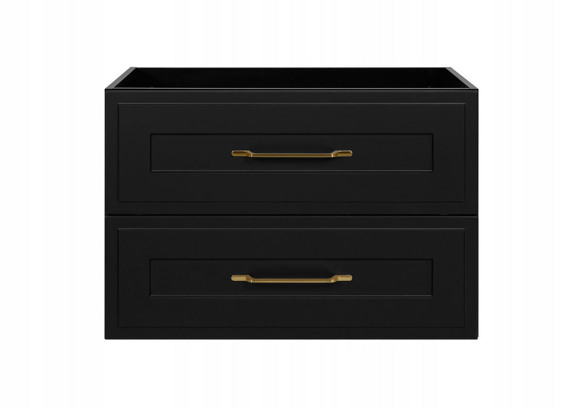 WASCHBECKUNTERSCHRANK CLASSIC 100 cm mit Arbeitsplatte Farbe: Eichen Craft mit einer Mattzblacken Platte - Eichefarben/Schwarz, Holzwerkstoff (100/58/46cm) - Rodan