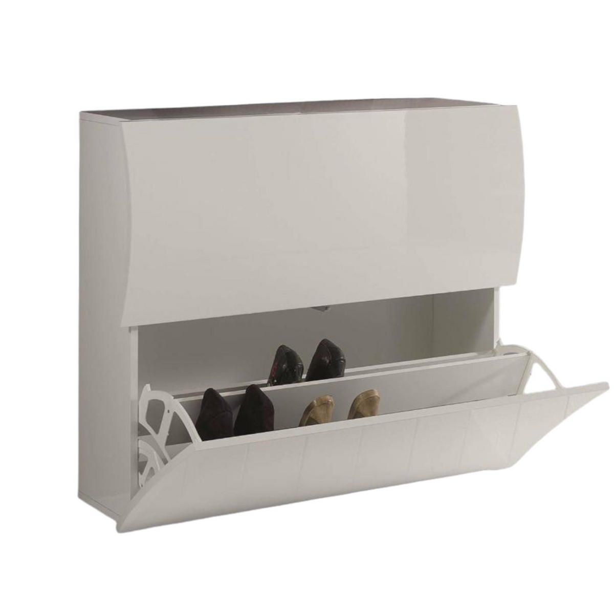 SCHUHSCHRANK Glänzendes Weiß 27/101/82 cm - Weiß, Holzwerkstoff (101/82/27cm) - DMORA