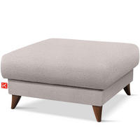 HOCKER GUSTAVO Bouclé, Grau - Grau, Holz/Holzwerkstoff (92/49/92cm) - KONSIMO®