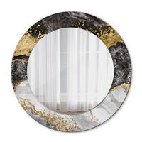 SPIEGEL Ø50 cm Rund mit Aufdruck - Goldfarben, Glas (50/50/0.4cm) - TULUP