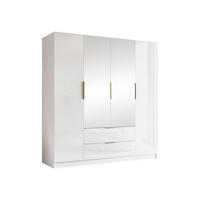 KLEIDERSCHRANK Sofia II Gloss - Weiß Hochglanz/Goldfarben, Holzwerkstoff/Kunststoff (200/216/60cm) - MIRJAN24