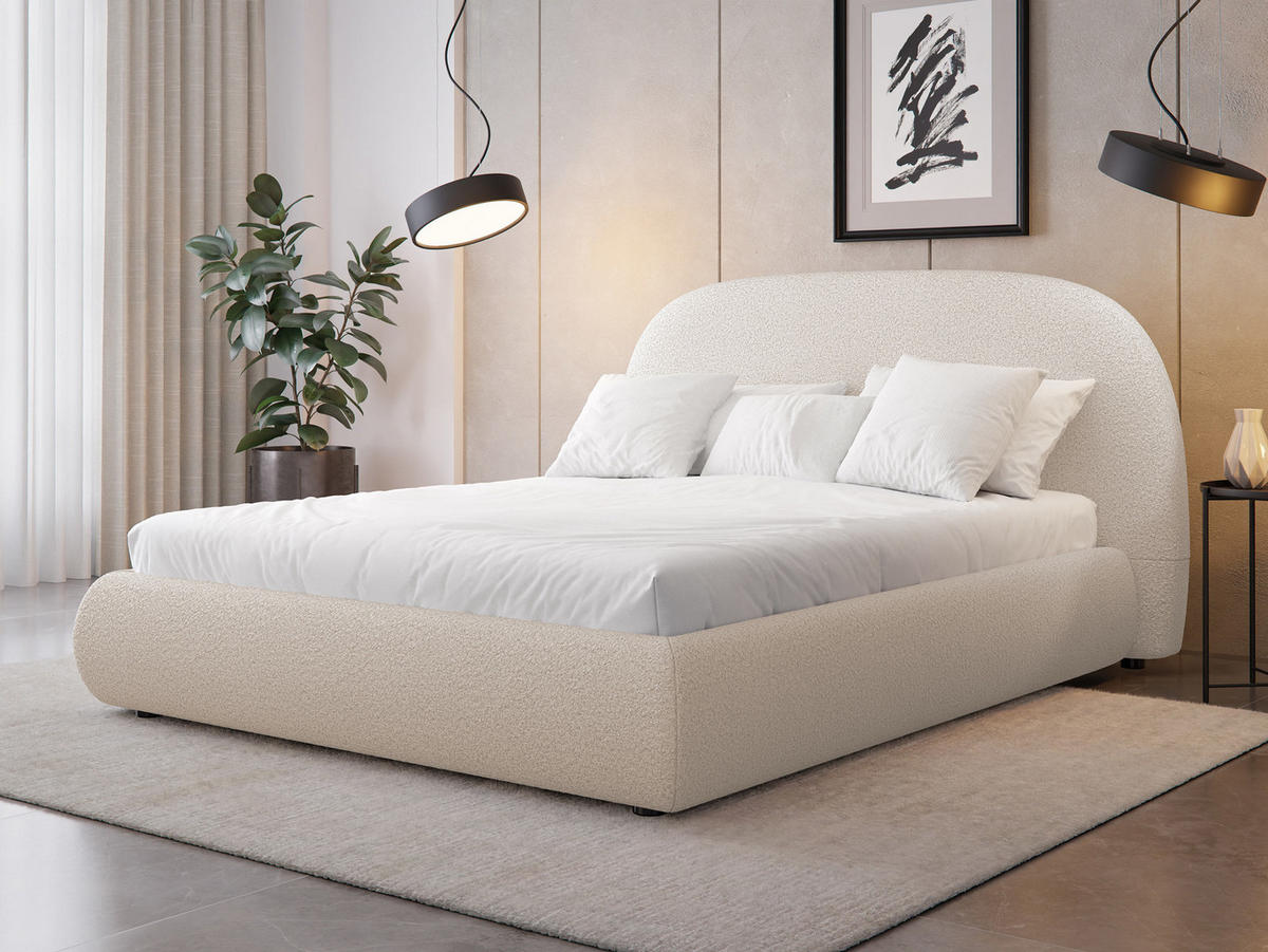 POLSTERBETT Akrenis - Beige/Schwarz, Holzwerkstoff/Textil (160/200cm) - MIRJAN24