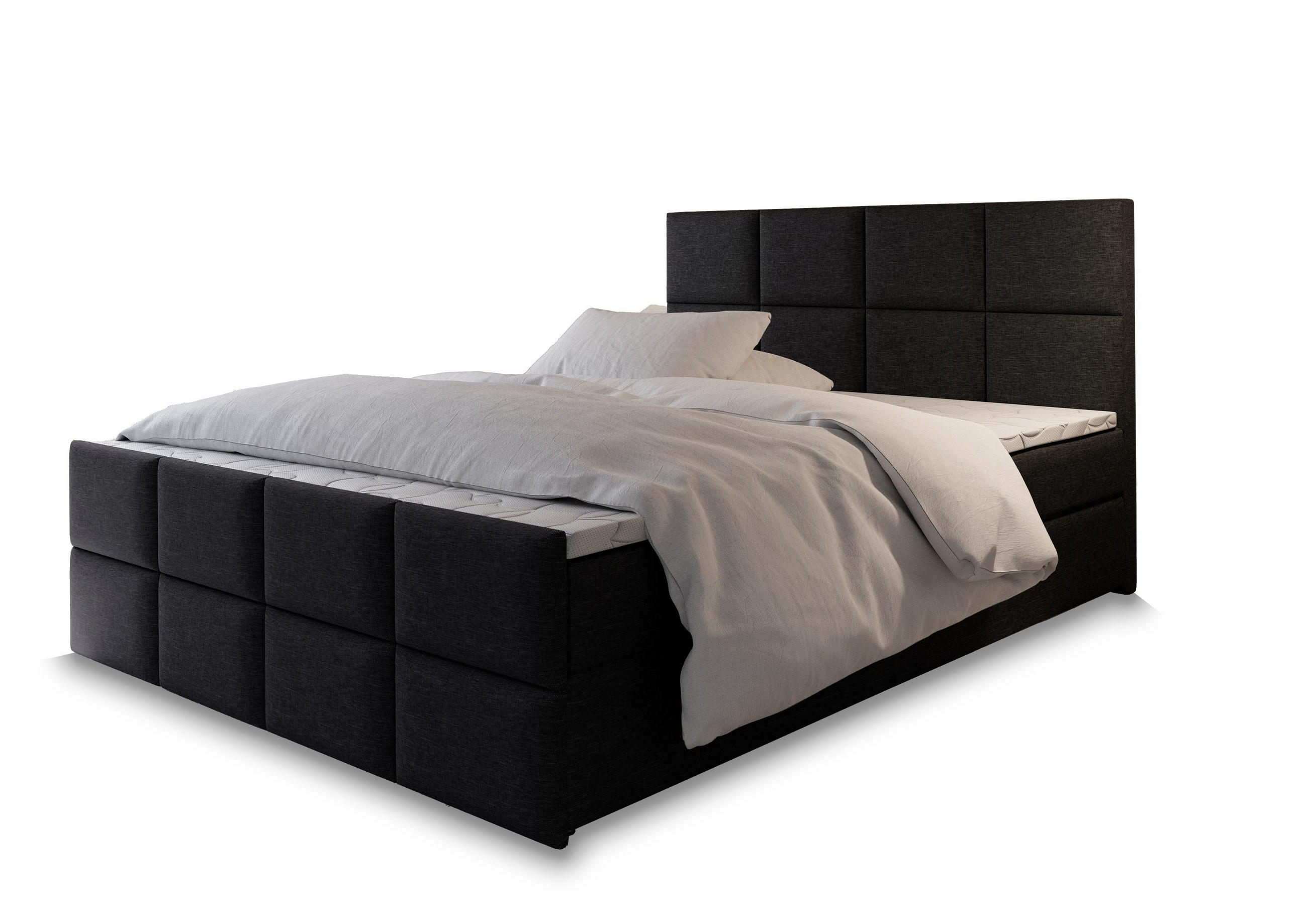 MASSENO AMERICKÁ POSTEL ARIEL 160x200 cm, s matrací a úložným prostorem, černá