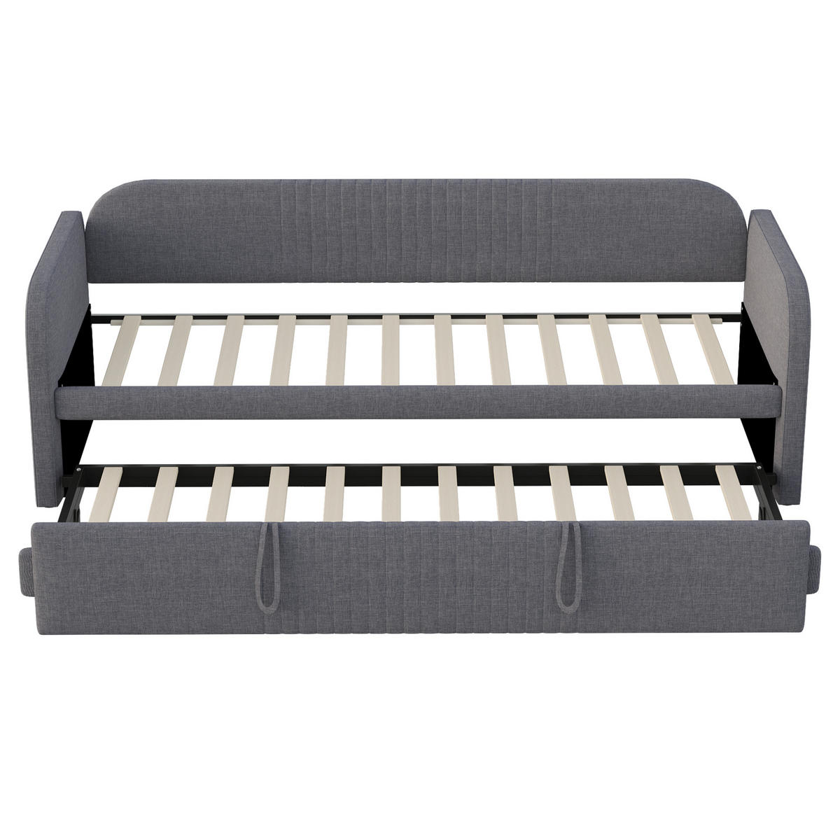 SCHLAFSOFA Ausziehbar mit Lattenrost Grau 90/180/190 cm - Grau, Leder (200.5/86/99cm) - OKWISH