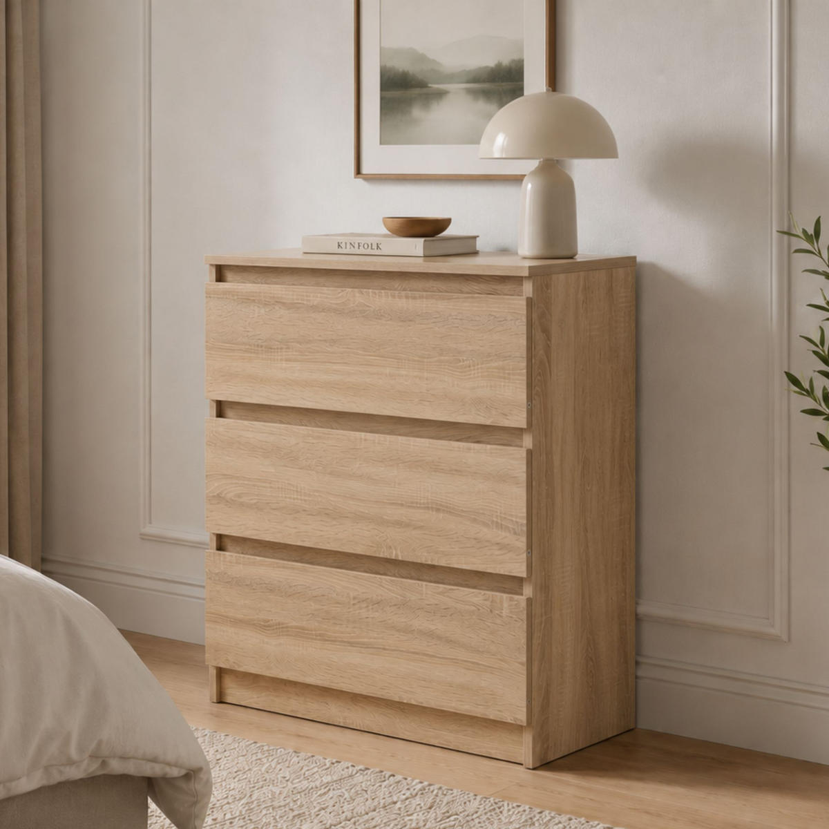 KOMMODE mit drei Schubladen in Sonoma - Sonoma Eiche, Holzwerkstoff (70/77/40cm) - Home Collective