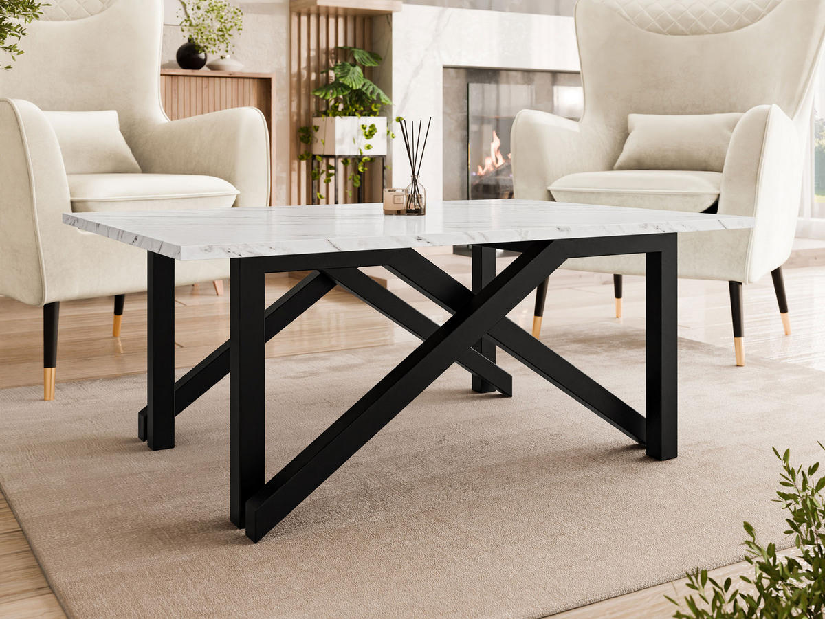 2-IN-1 COUCHTISCH UND ESSTISCH Xena Bis - Schwarz/Weiß, Holzwerkstoff/Metall (70/100/45cm) - MIRJAN24