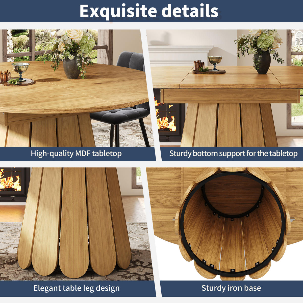 ESSTISCH 118(158)/118/76,8 cm Natur aus MDF ausziehbar - Naturfarben, Holzwerkstoff (158/118/76cm) - OKMYHOME
