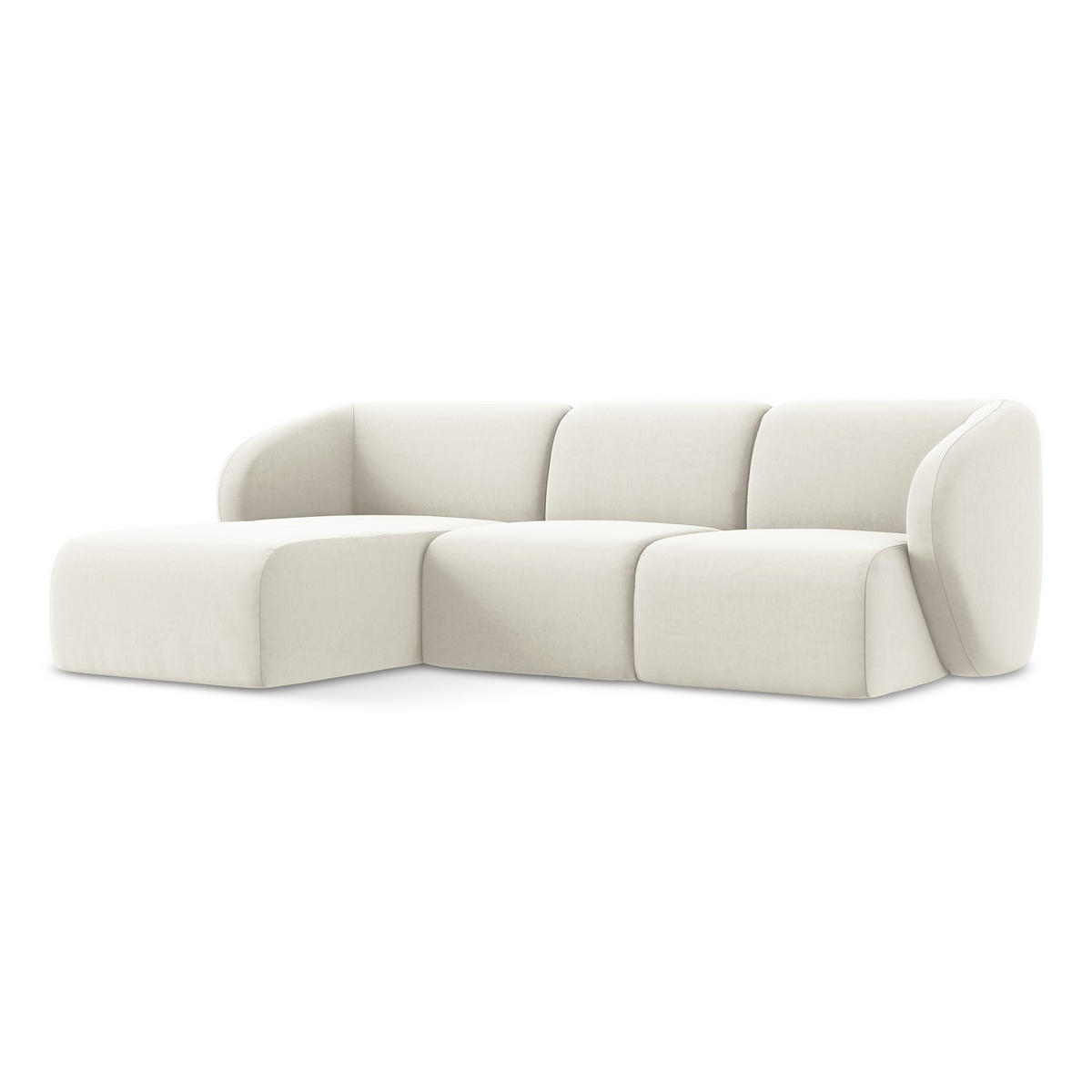 ECKSOFA Links Samt Stoff Beige - Creme/Schwarz, Holzwerkstoff/Kunststoff (248/166cm) - LaMiaSofa