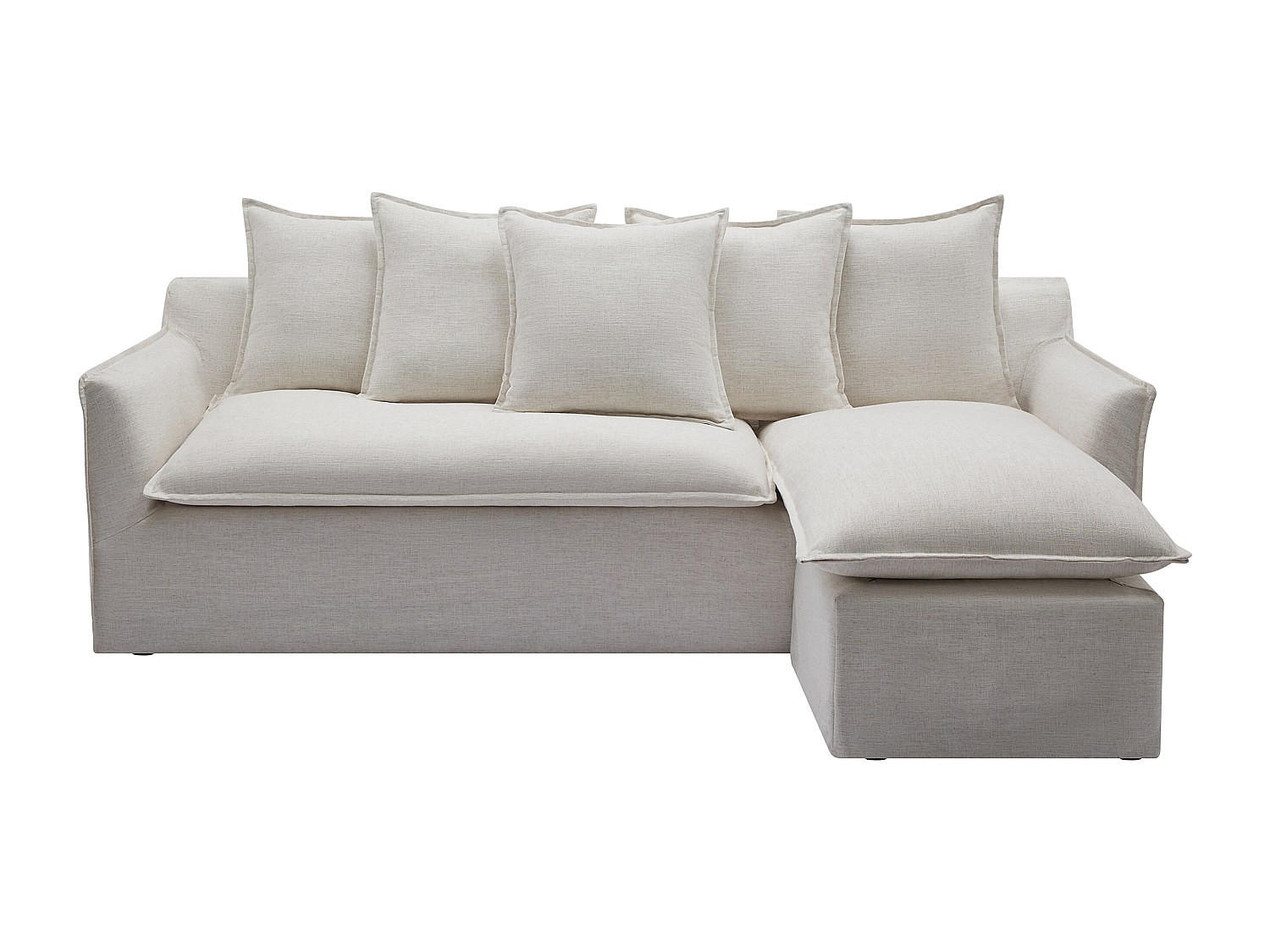 SOFA ohne Schlafmöglichkeit - 5 Personen - Stoff, Stoff - Beige, Weiß - - Beige/Weiß, Textil (260/97/165cm) - Vente-Unique