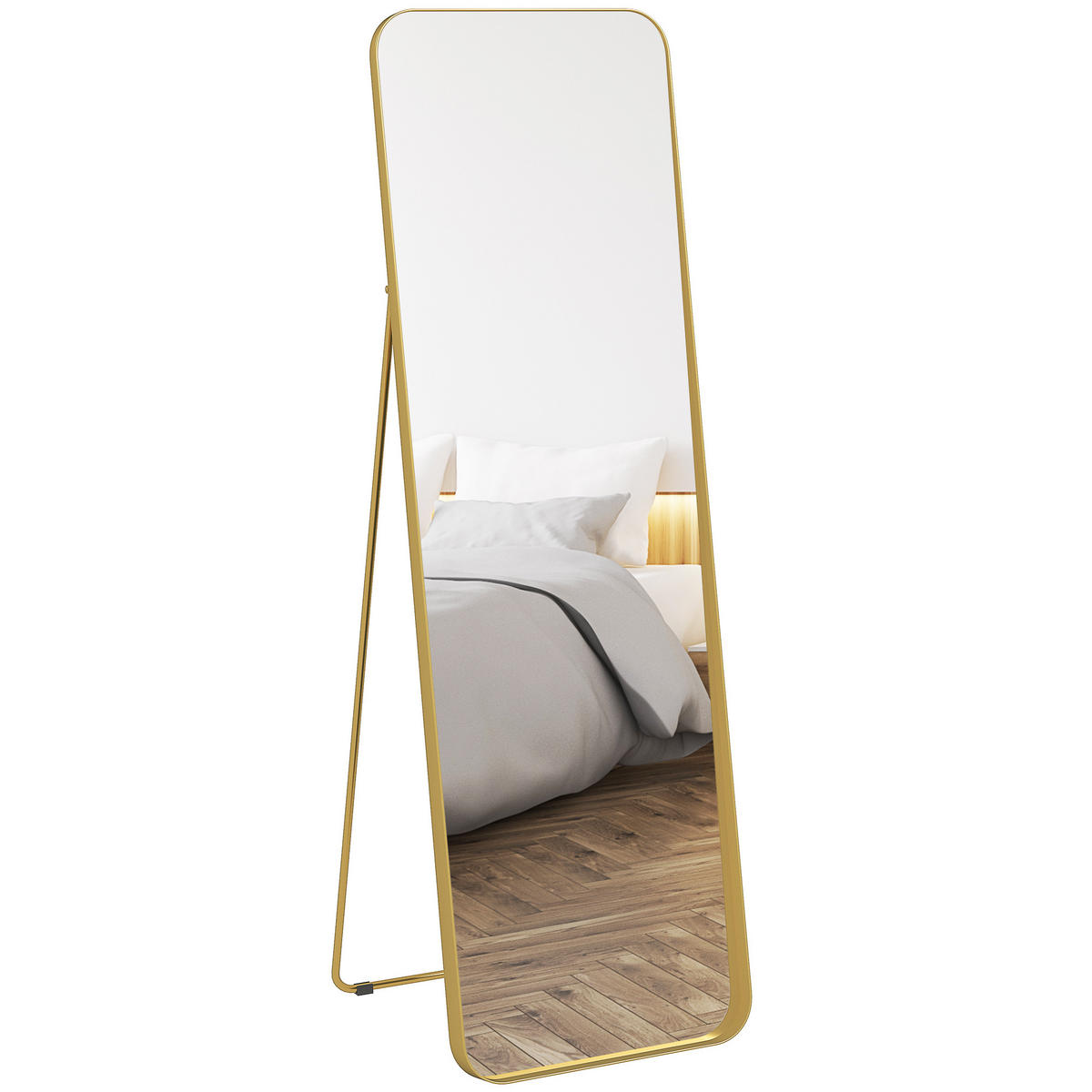 GANZKÖRPERSPIEGEL 160 x 50 cm Gewölbter Standspiegel, Gold - Goldfarben, Metall (50/160/6cm) - HOMCOM