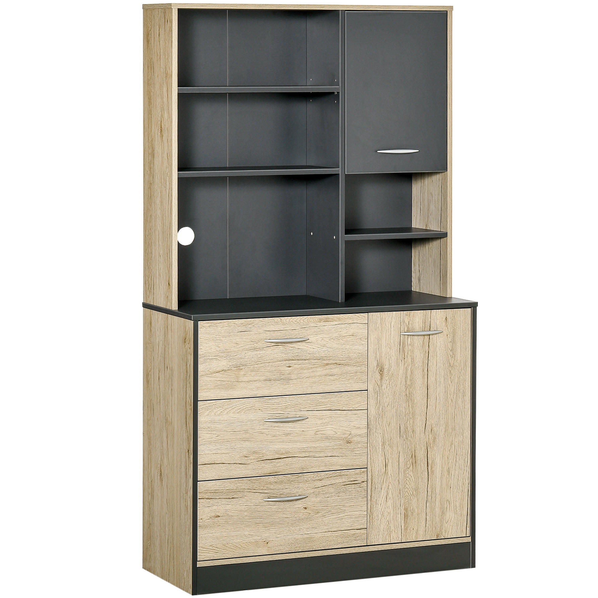 BUFFET DE-10992 2 Türen Eiche hell/Grau - Eichefarben, Holzwerkstoff (39/169/90cm) - ComfortXL