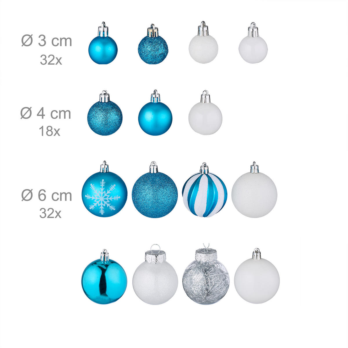 101-TLG.WEIHNACHTSKUGELN-SET - Hellblau, Kunststoff (20/19/2.5cm) - Relaxdays