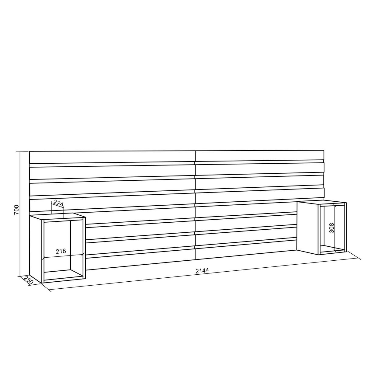 KOPFTEIL mit Nachttisch, für Bettbreite 135 -160cm, eiche, 214/3/70cm - Eichefarben, Holzwerkstoff (214/70/3cm) - Skraut Home