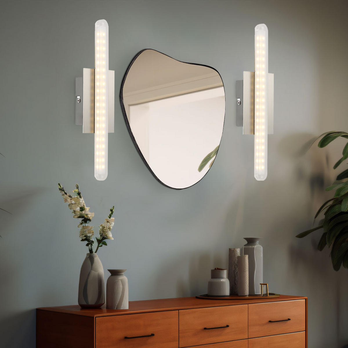 LED WANDLEUCHTE Metall Silber Matt - Silberfarben, Metall (7/5/30cm) - Globo Lighting