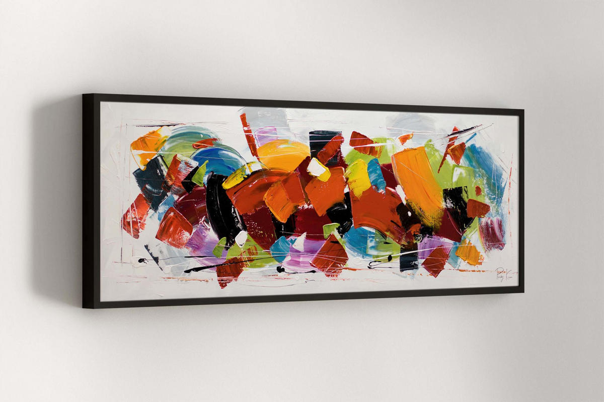 ÖLGEMÄLDE 150/50 cm - Blau/Gelb, Holz/Textil (150/50cm) - KUNSTLOFT