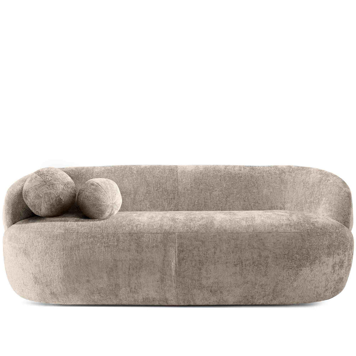 3-SITZER-SOFA NELUM, Chenille-Stoff, Beige - Beige/Schwarz, Holz/Holzwerkstoff (190/68/88cm) - KONSIMO®