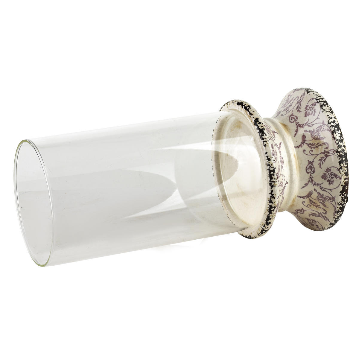 KERZENHALTER Evam Violett 17,5/17,5/35cm Glas, Keramik - Beige, Keramik (36cm) - Mondex