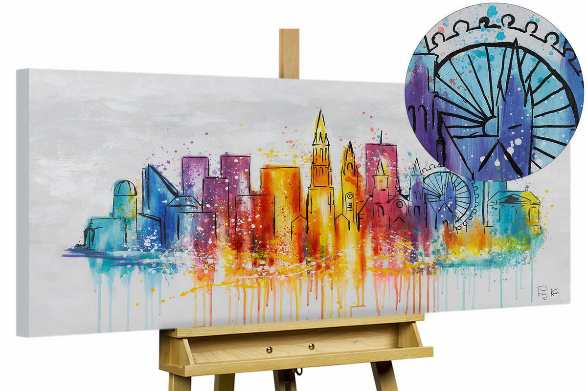 ACRYLBILD HANDGEMALT 120/60 cm - Multicolor/Grau, Holz/Textil (1.7/60cm) - KUNSTLOFT