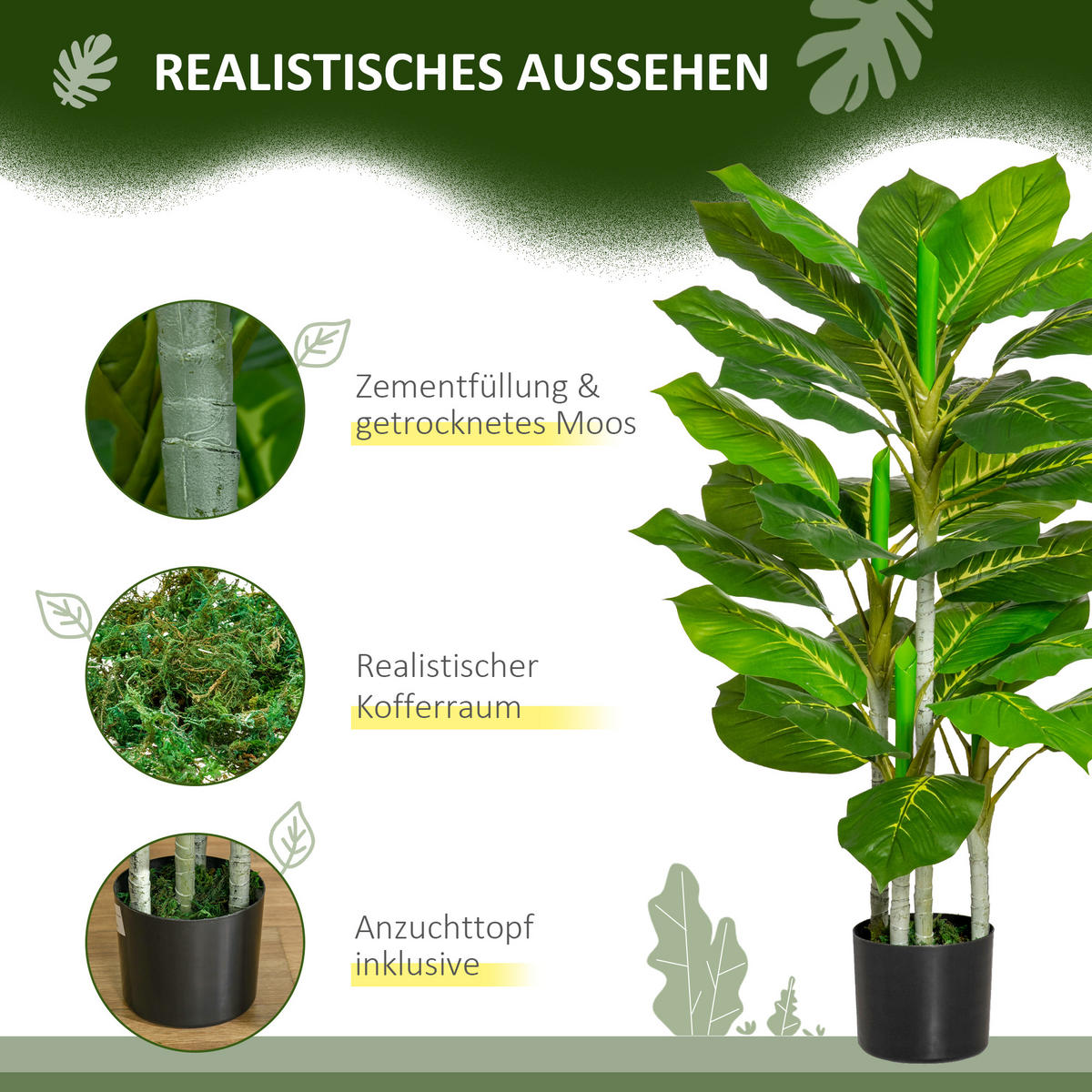 KÜNSTLICHE Pflanzen Grün 15.0/15.0/95.0cm - Grün, Kunststoff (95cm)