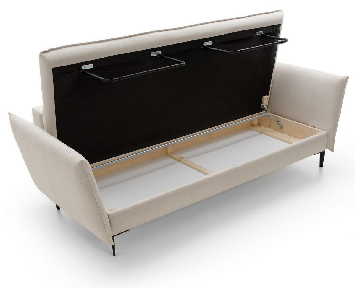 SOFA mit Bettkasten Flavio, 237 cm, Schlaffunktion, Creme - Creme, Holz (237/90/105cm) - Emporius