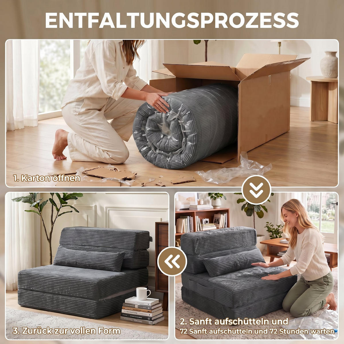 BODENSTUHL Polyester Dunkelgrau - Dunkelgrau, Textil (70/12.5/200cm) - HOMCOM
