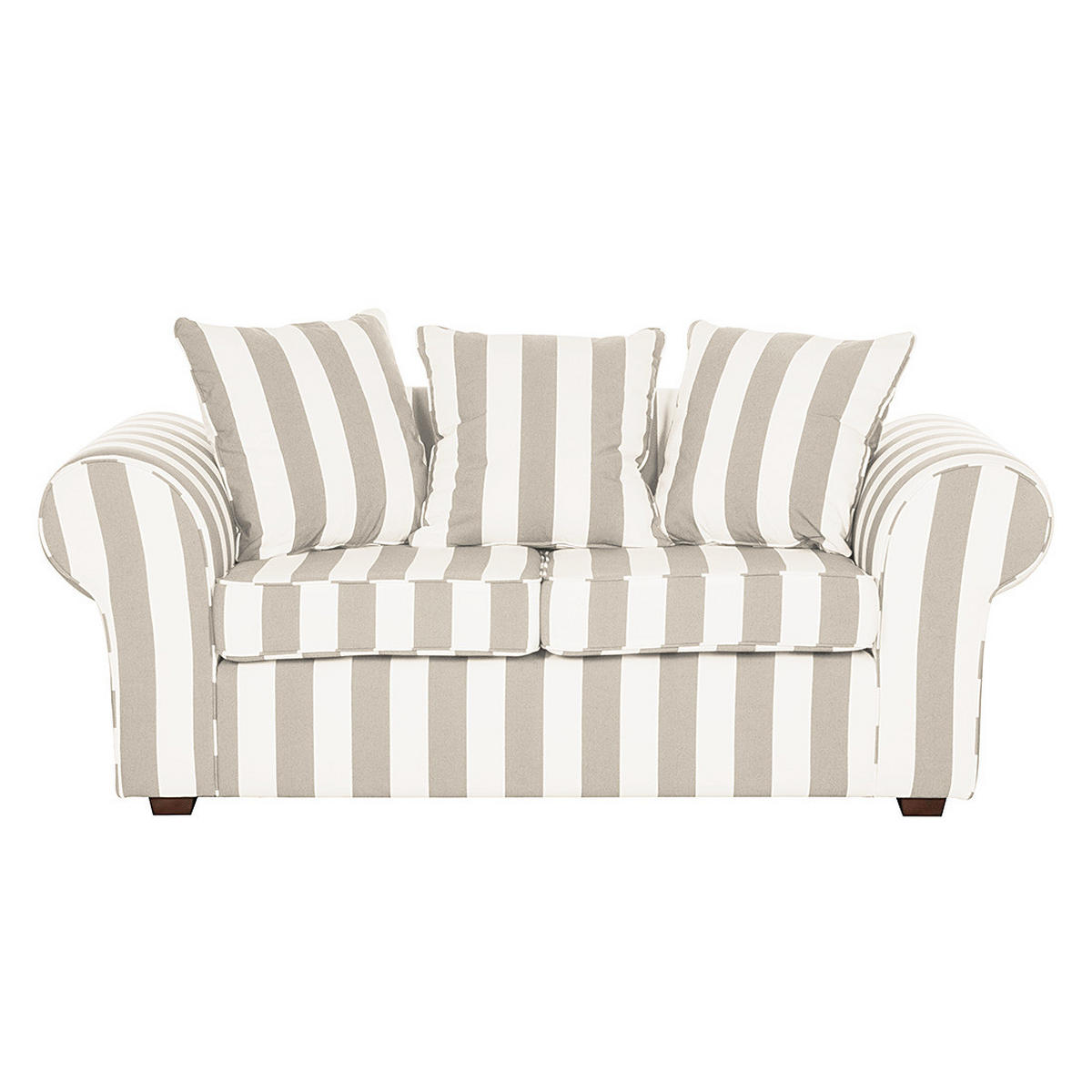 2-SITZER SOFA - Webstoff, Beige gestreift - Beige, Textil (187/88/88cm) - home24