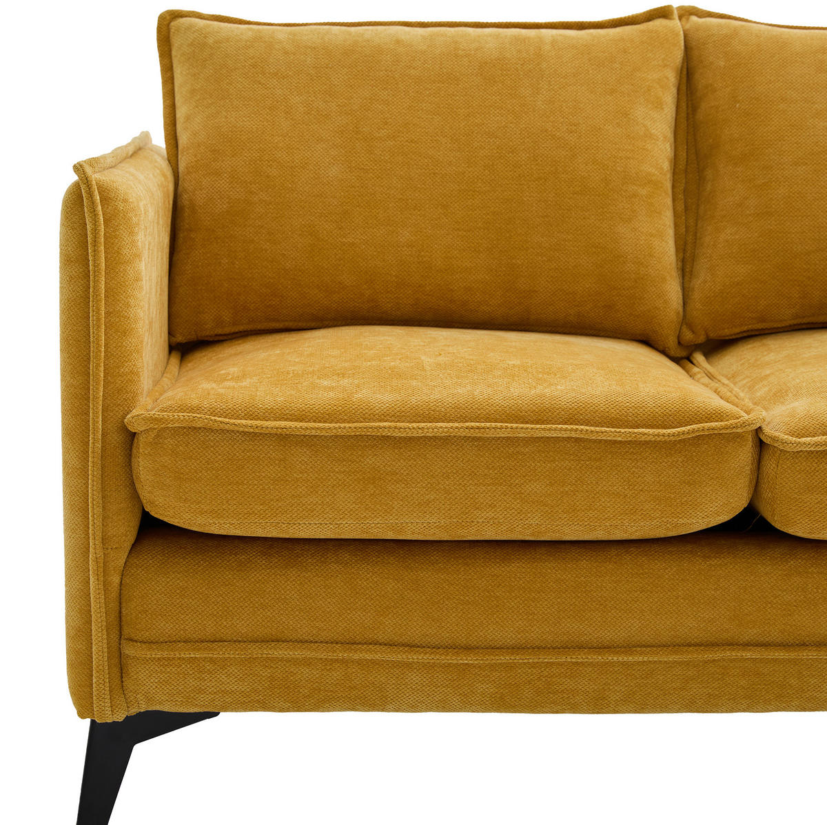 2-SITZER-SOFA aus Chenille 127x69x66 cm Gelb mit Handyhalter und Seitentaschen, kompakt für kleine Wohnräume - Gelb, Textil (69/66/127cm) - Modfu