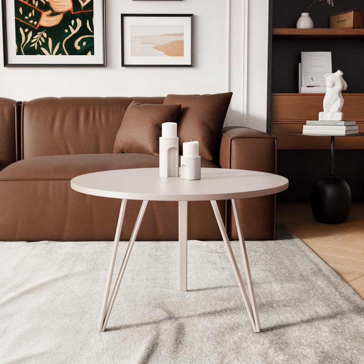 COUCHTISCH RIO mit kaschmirfarbener Tischplatte - Kaschmir, Holzwerkstoff (67/67/45cm) - Idohome