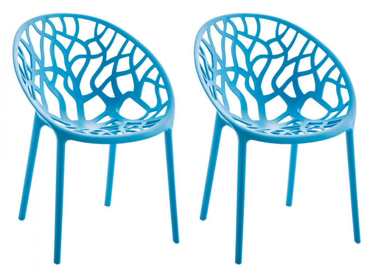 GARTENSTUHL 2er Set Kunststoff blau - Blau, Kunststoff (59/80/60cm) - CLP