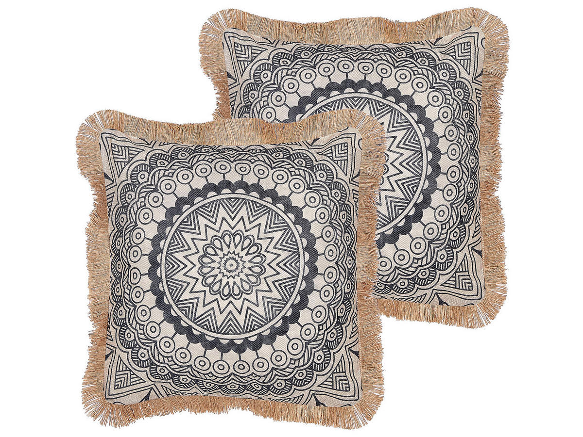 DEKOKISSEN 2er-Set Beige 45/7 cm Agrimony - Beige, Textil (45/7cm) - Beliani
